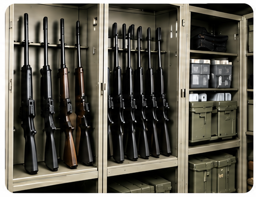 Armory cabinets and macro storage enclosure corrosion control