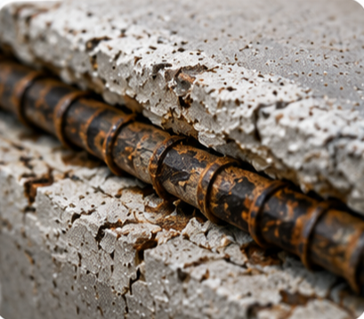 Chloride-induced corrosion penetrating steel oxide passivation layer