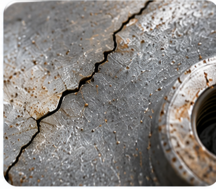 Stress corrosion cracking (SCC) from tensile stress and corrosive environment