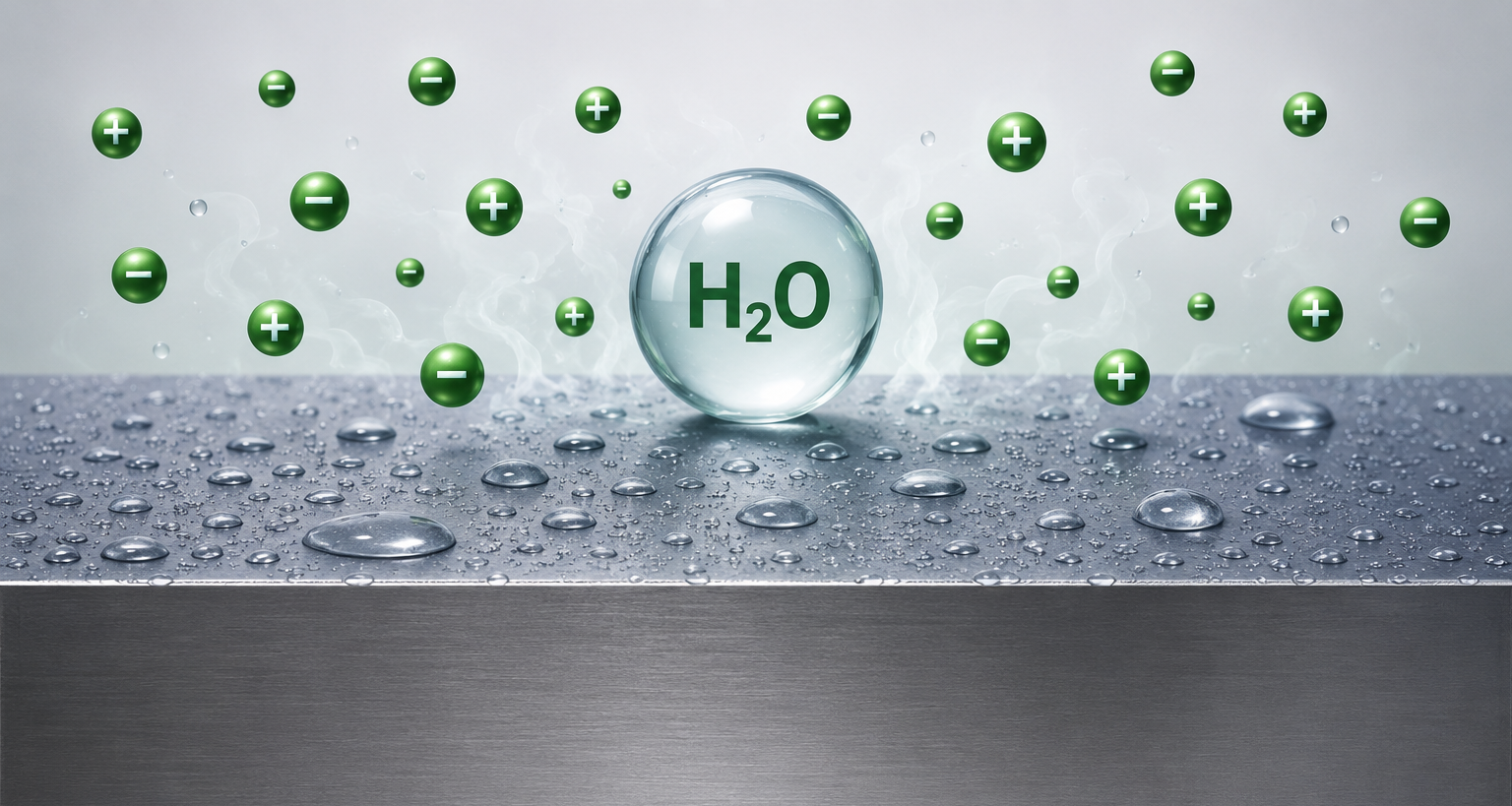 Moisture-activated ionization and hydrolytic dissociation